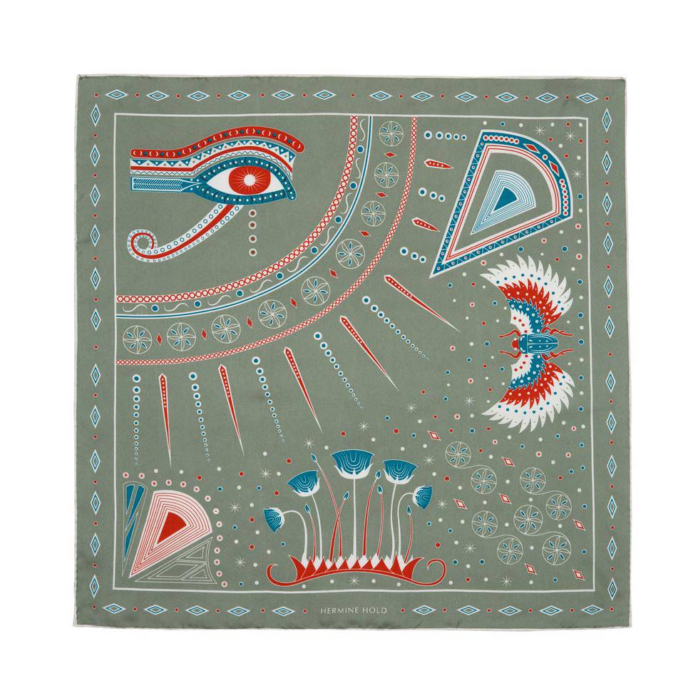 Nefertiti Silk Scarf - Khaki - Hermine Hold