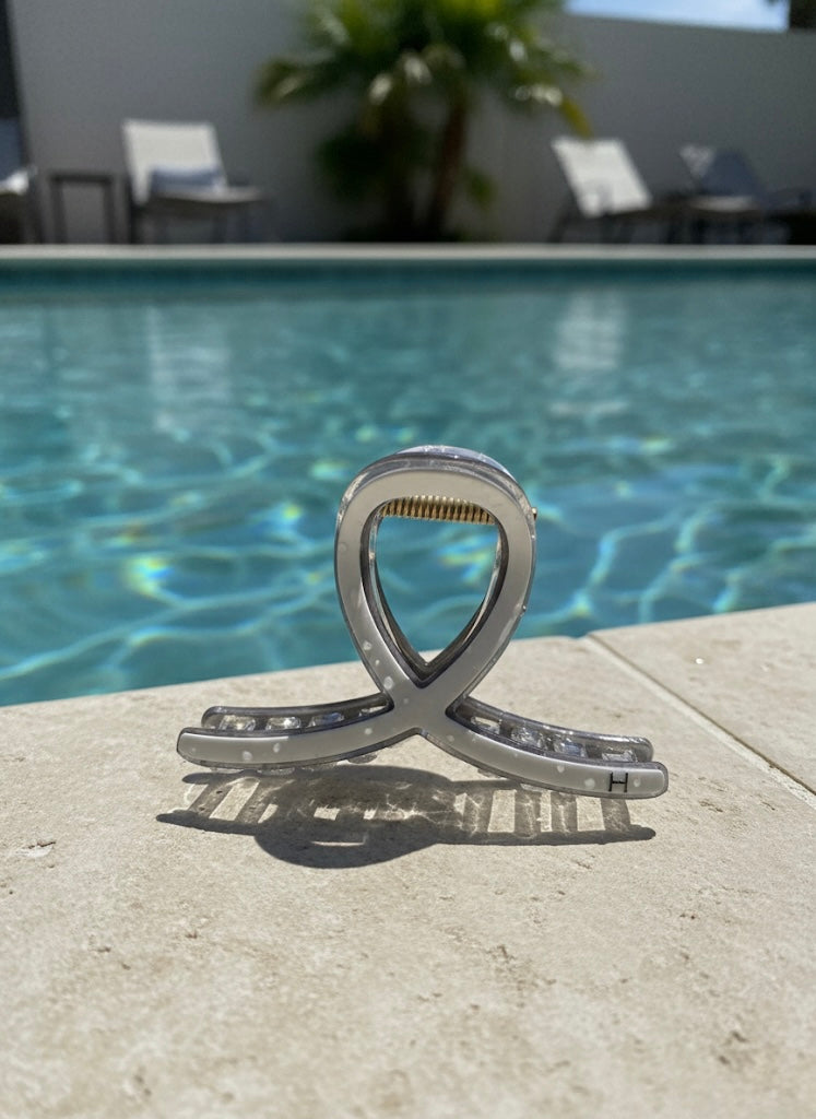 Crystal Edge Claw Clip- Grey