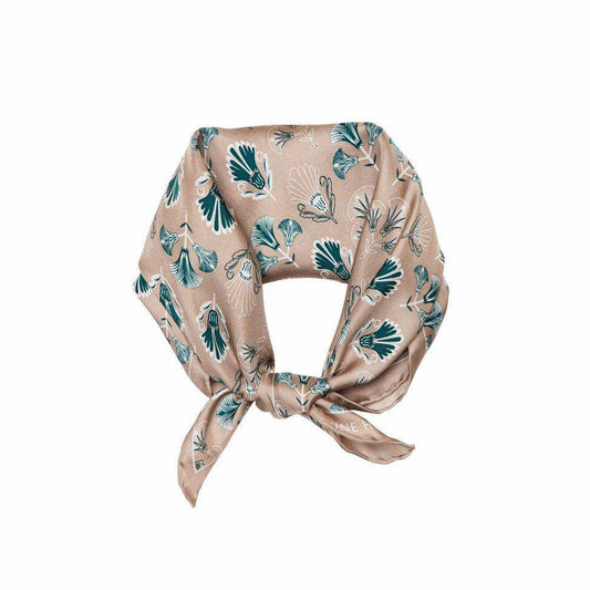 Deco Florals Silk Scarf - Beige & Green - Hermine Hold